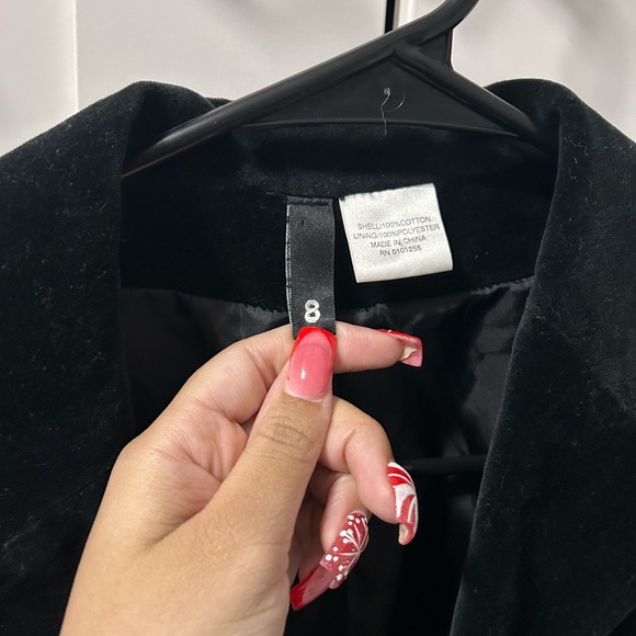 Black Velvet Lace-Up Back Blazer - Picture 3 of 4